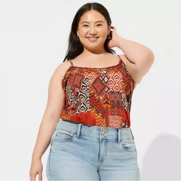 Torrid Challis Braided Sleeveless Tank In Elegant Geo Tiles Adj Straps Size 3 3X - Picture 1 of 13